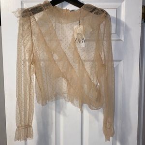 Brand new Zara tulle top in pastel pink, size M